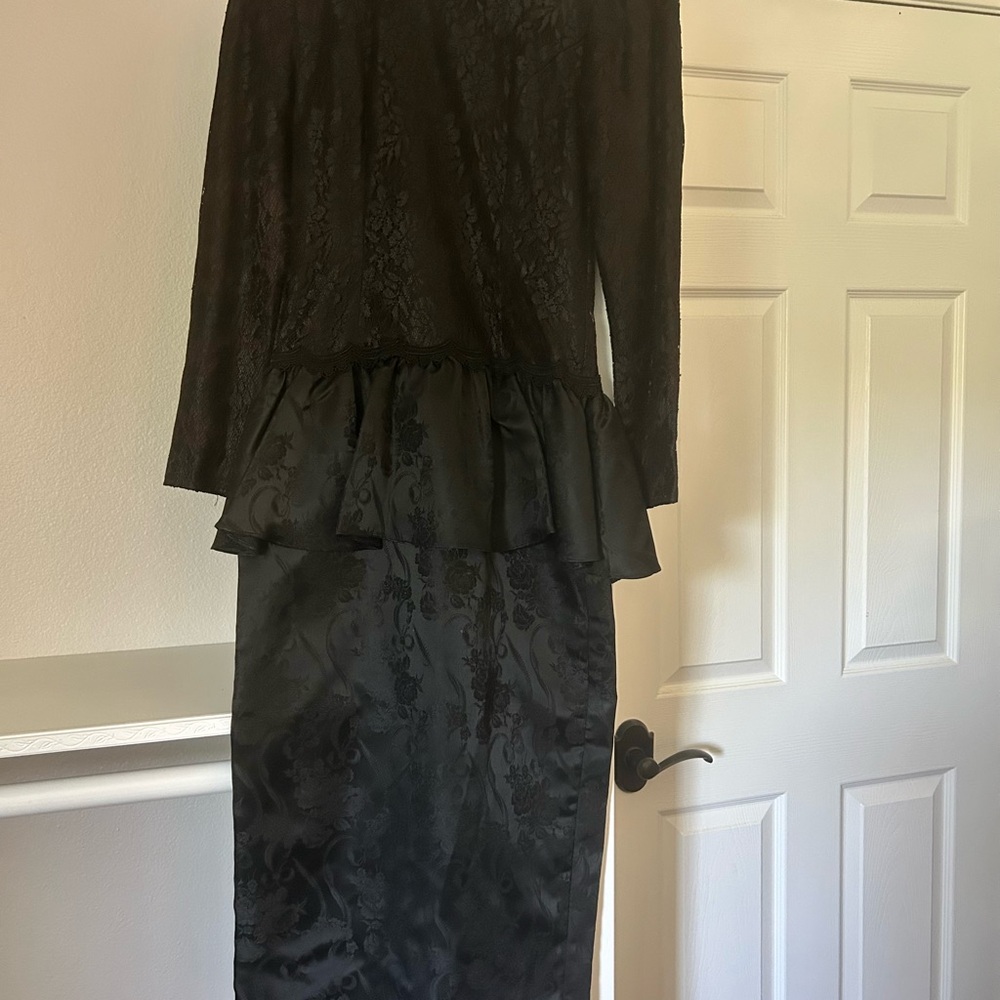 Scott McClintock Black Peplum Lace Dress